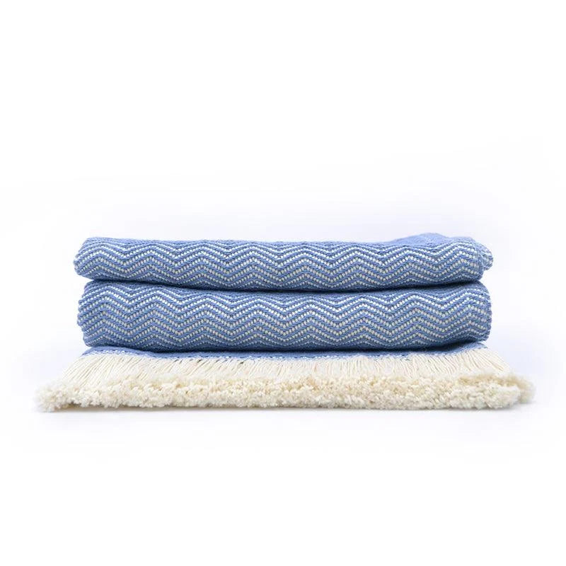 Herringbone Cotton Throw Blanket in Five Colors, Machine Washable