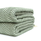 Herringbone Cotton Throw Blanket in Five Colors, Machine Washable