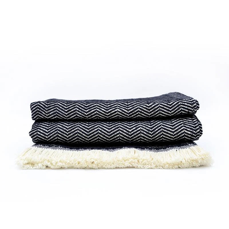 Herringbone Cotton Throw Blanket in Five Colors, Machine Washable