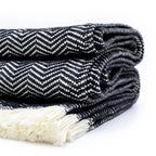 Herringbone Cotton Throw Blanket in Five Colors, Machine Washable