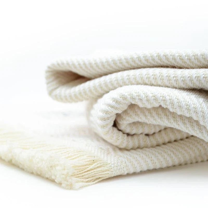Herringbone Cotton Throw Blanket in Five Colors, Machine Washable