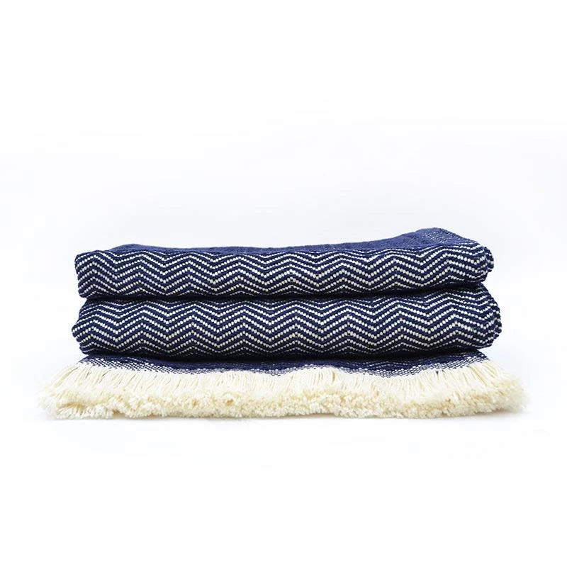 Herringbone Cotton Throw Blanket in Five Colors, Machine Washable