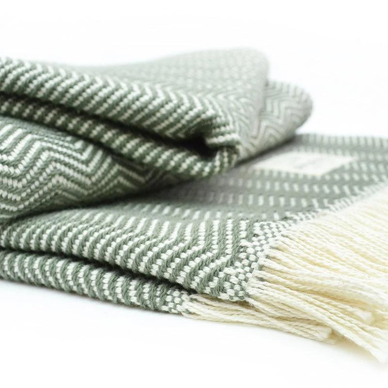 Herringbone Cotton Throw Blanket in Five Colors, Machine Washable