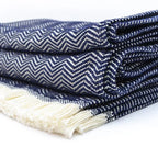 Herringbone Cotton Throw Blanket in Five Colors, Machine Washable