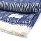 Herringbone Cotton Throw Blanket in Five Colors, Machine Washable, Navy
