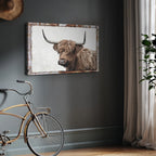 Highland Cow Canvas Wall Art in a Rustic Gallery Wrapped Style,