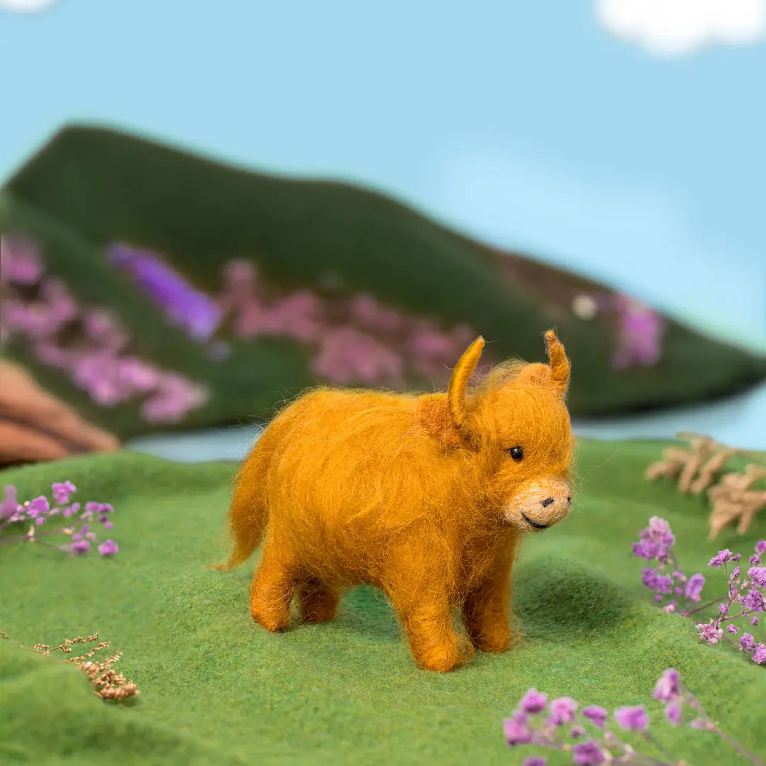 Highland Cow Ornament Hand Felted from Organic Wool