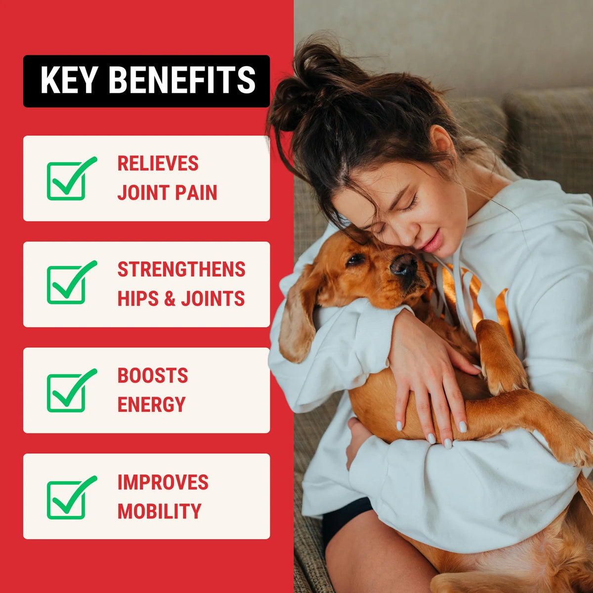 Hip and Joint Supplement Soft Chews for Dogs with Daily Mobility Support for Active Dogs of All Ages