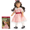 Historical Mini Doll with Brown Painted Eyes, Glossy Curls, Posable Vinyl Limbs, 1904 Outfit and Mini Book