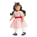 Historical Mini Doll with Brown Painted Eyes, Glossy Curls, Posable Vinyl Limbs, 1904 Outfit and Mini Book