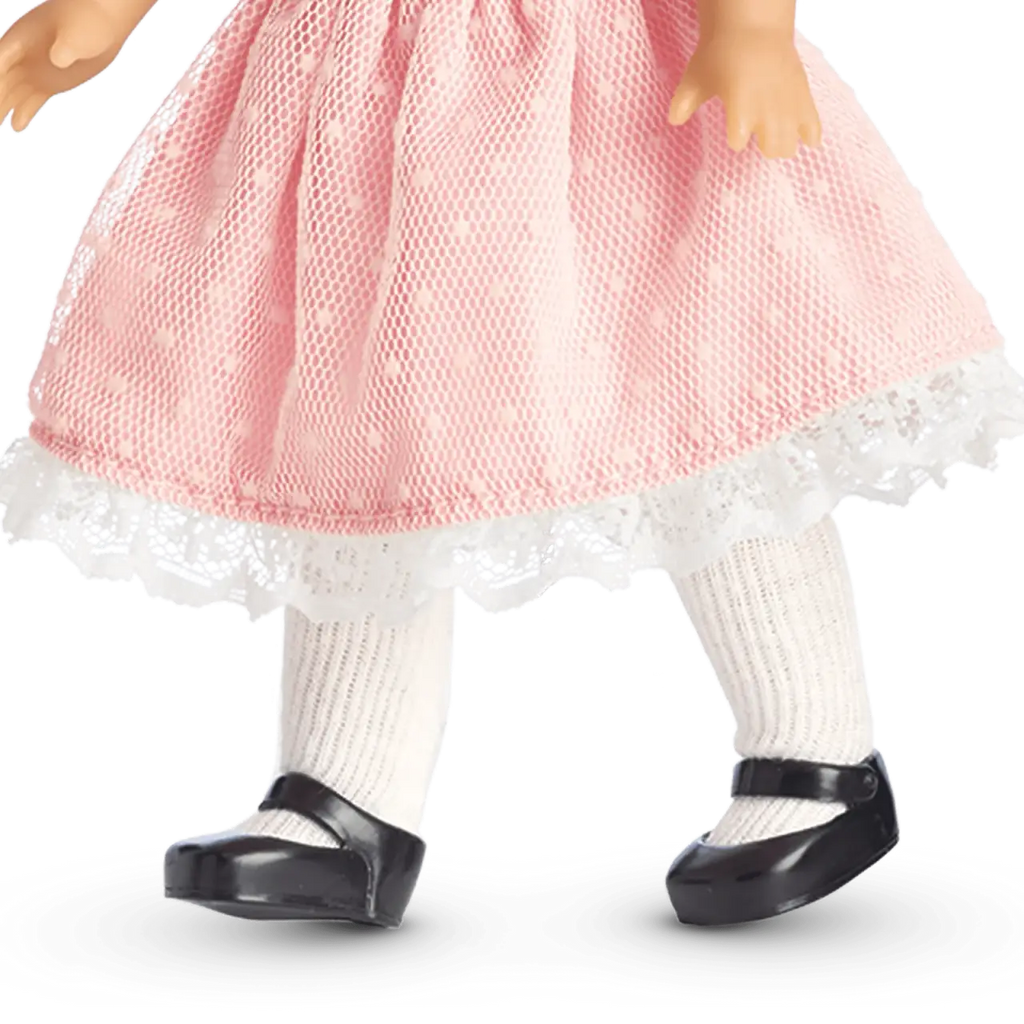 Historical Mini Doll with Brown Painted Eyes, Glossy Curls, Posable Vinyl Limbs, 1904 Outfit and Mini Book