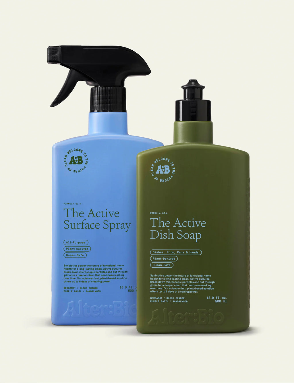 Home Cleaning Set with Active Surface Spray, Dish Soap, and Reusable Spray Trigger for Everyday Kitchen Care