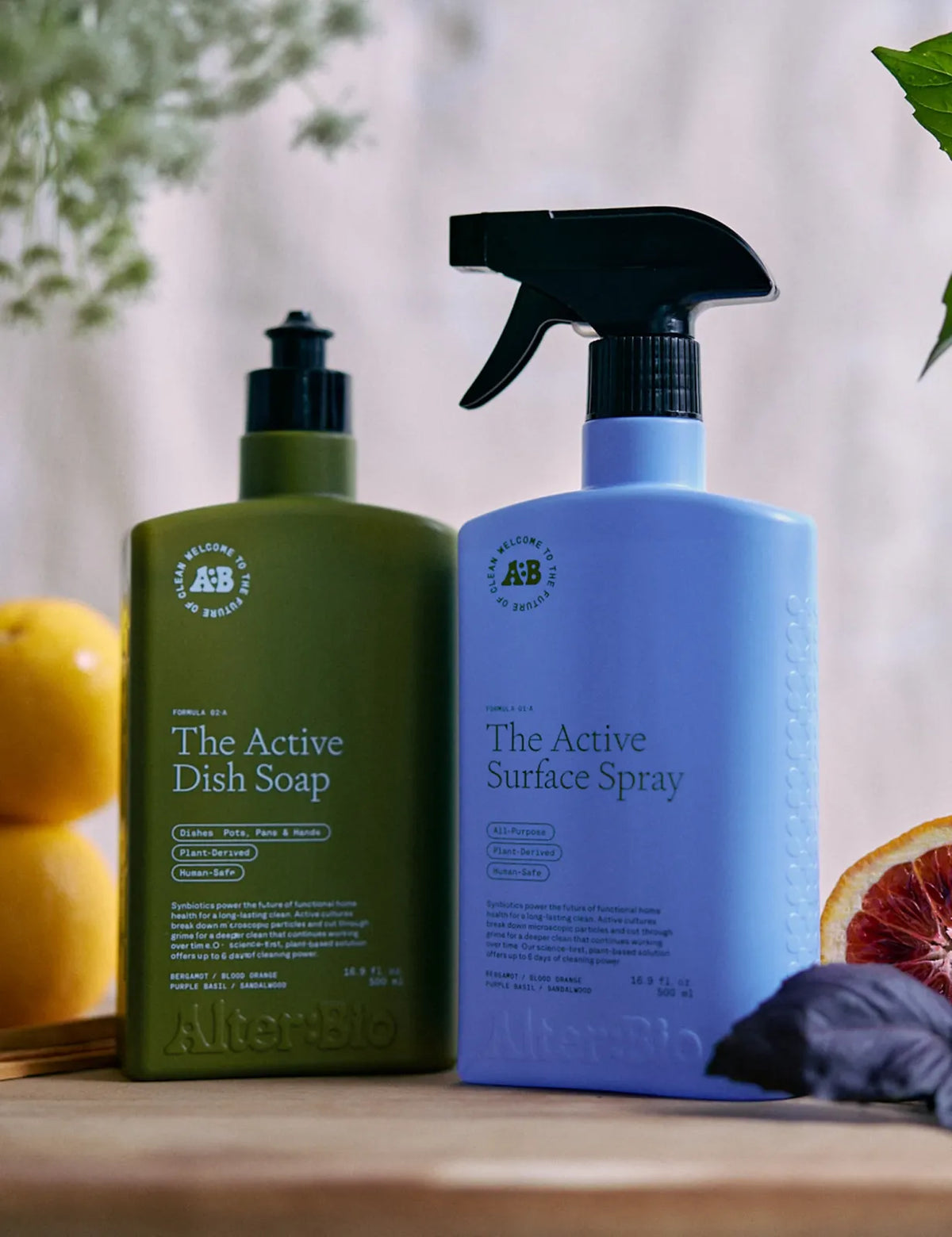 Home Cleaning Set with Active Surface Spray, Dish Soap, and Reusable Spray Trigger for Everyday Kitchen Care
