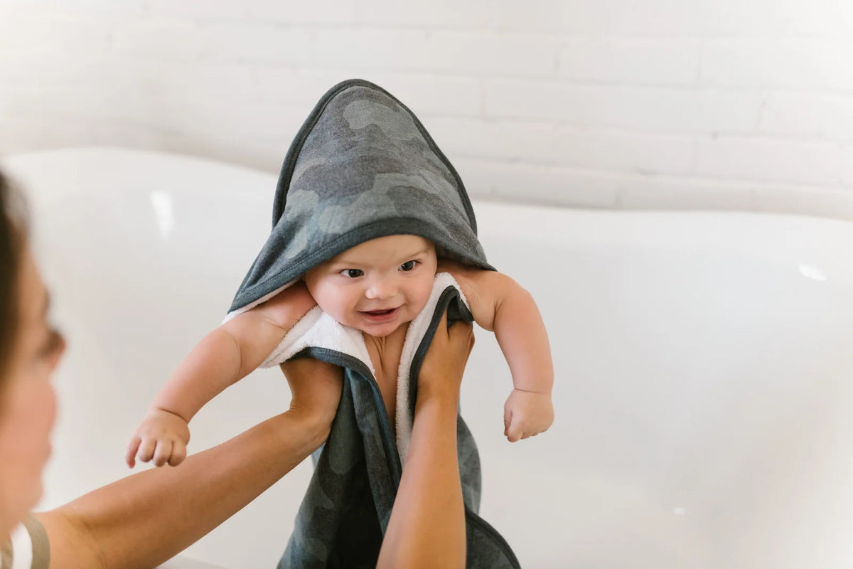 Hooded Baby Towel in Green Camouflage