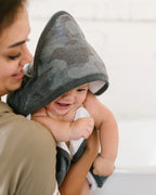 Hooded Baby Towel in Green Camouflage