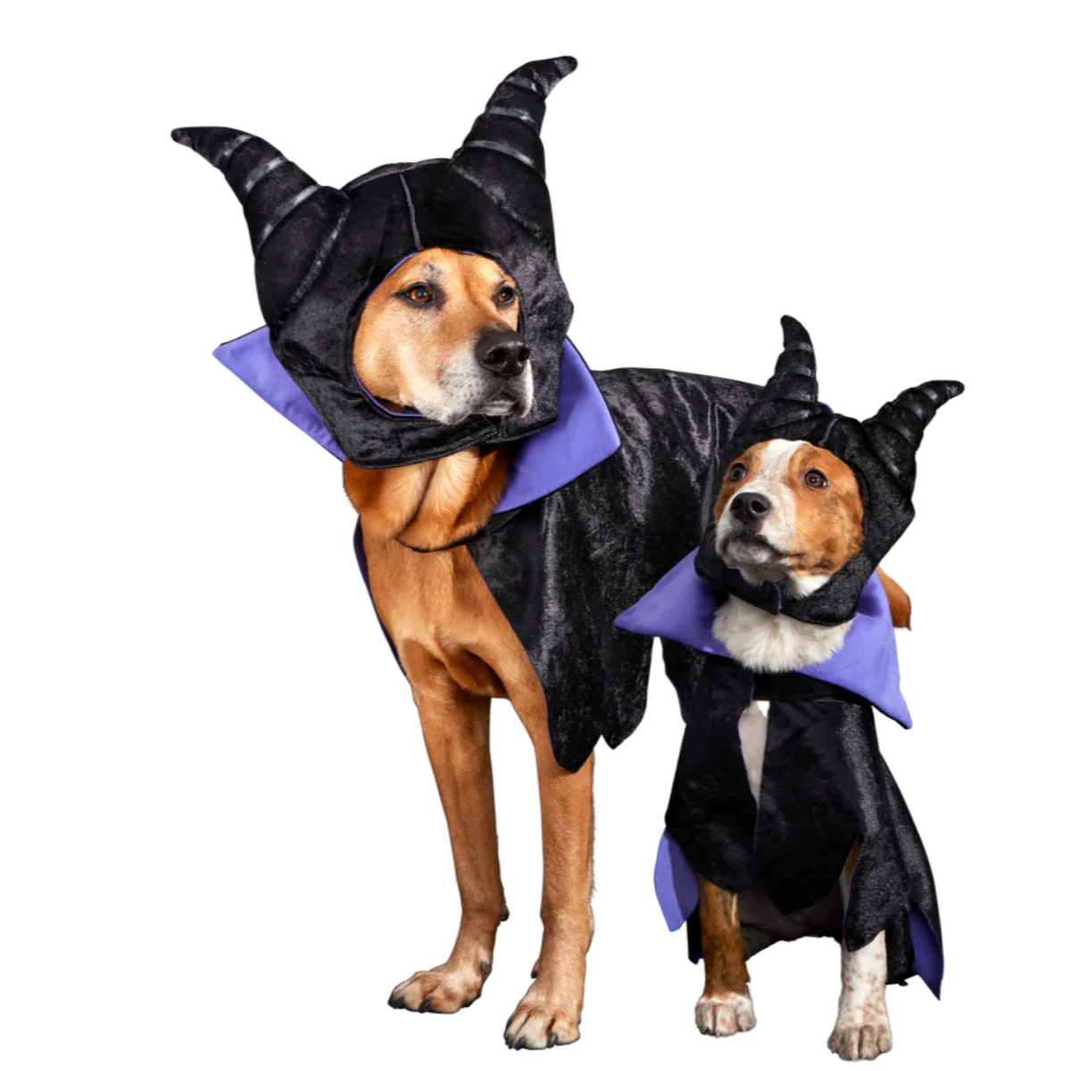 Horned Dog Costume with a Slightly Adjustable Cape and Headpiece for Halloween Dress-Up in S and M/L