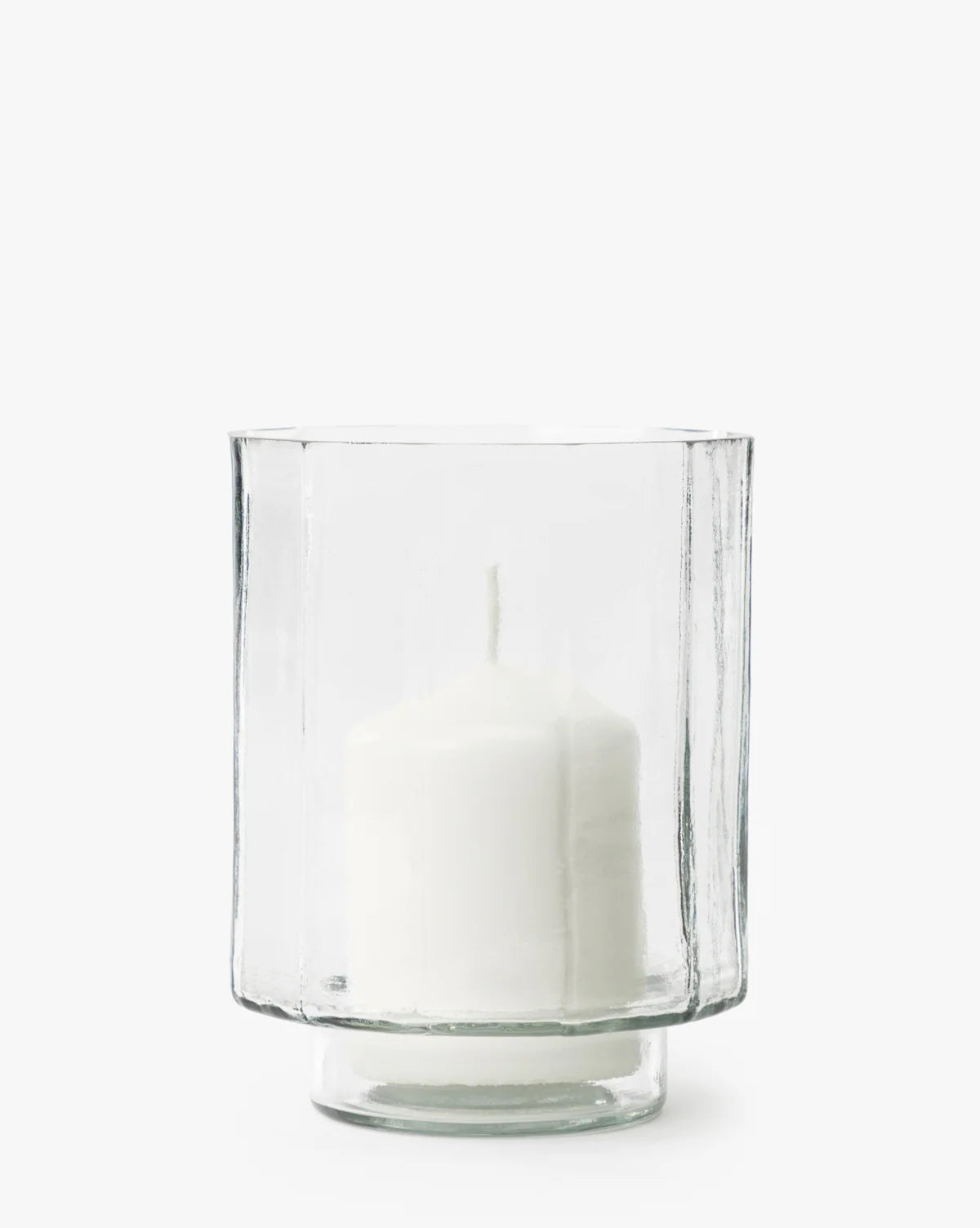 Hurricane Candle Holder with Faceted Glass Design for Elegant Countertop and Console Displays