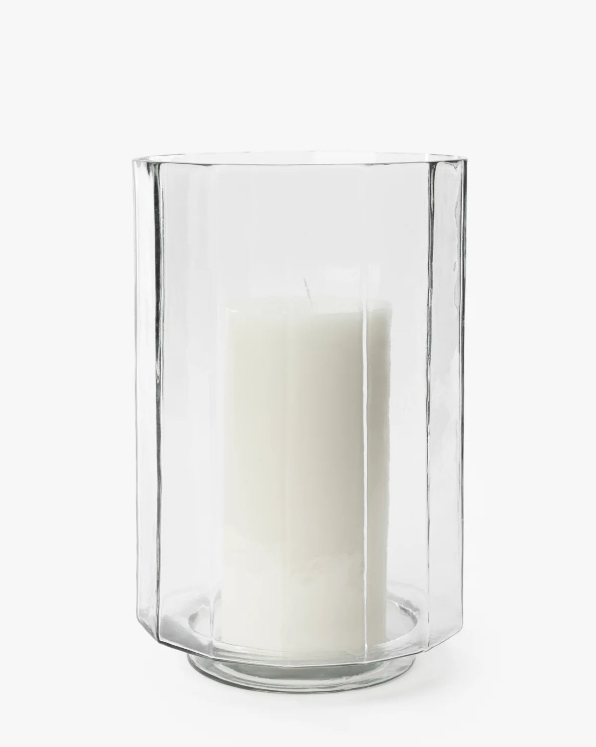 Hurricane Candle Holder with Faceted Glass Design for Elegant Countertop and Console Displays