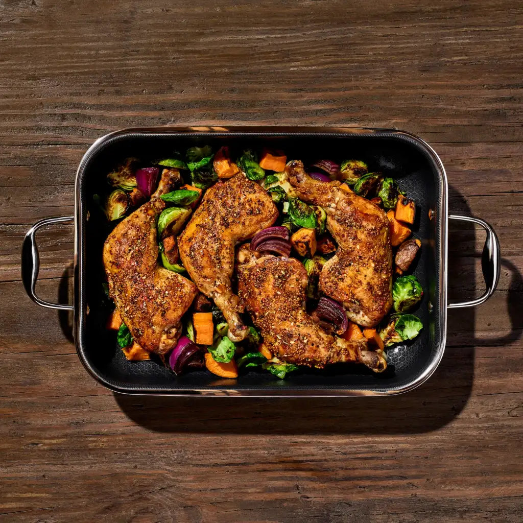 Hybrid Roasting Pan with Rack, 9 x 13 Inch Size for Chicken, Fish, Pasta Bakes and Casseroles
