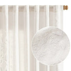 Hydrangea Embroidered Curtains in Light-Filtering Linen Blend for Living Rooms and Bedrooms, 2 Panels