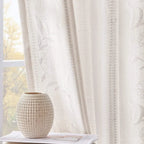 Hydrangea Embroidered Curtains in Light-Filtering Linen Blend for Living Rooms and Bedrooms, 2 Panels