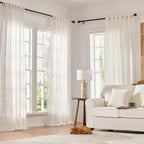 Hydrangea Embroidered Curtains in Light-Filtering Linen Blend for Living Rooms and Bedrooms, 2 Panels