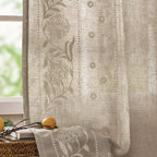 Hydrangea Embroidered Curtains in Light-Filtering Linen Blend for Living Rooms and Bedrooms, 2 Panels