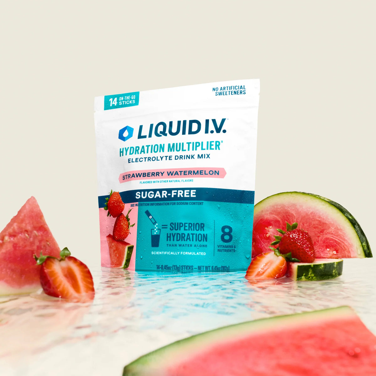 Hydration Drink Mix in Strawberry Watermelon, Sugar-Free Electrolyte Refreshment in a 14-Pack