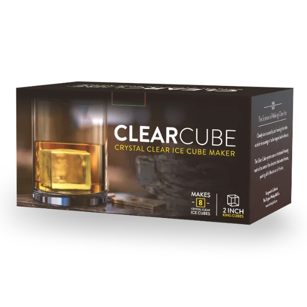 Ice Cube Maker System with Directional Freezing, Eight Jumbo 2-Inch Cubes, Lid and Compact Countertop Size