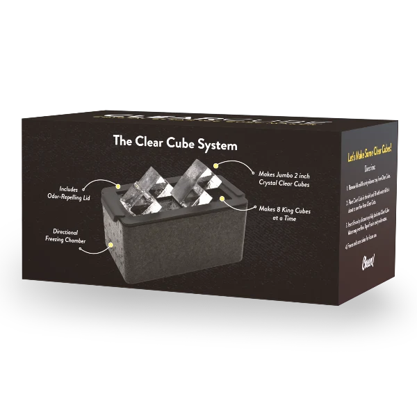 Ice Cube Maker System with Directional Freezing, Eight Jumbo 2-Inch Cubes, Lid and Compact Countertop Size
