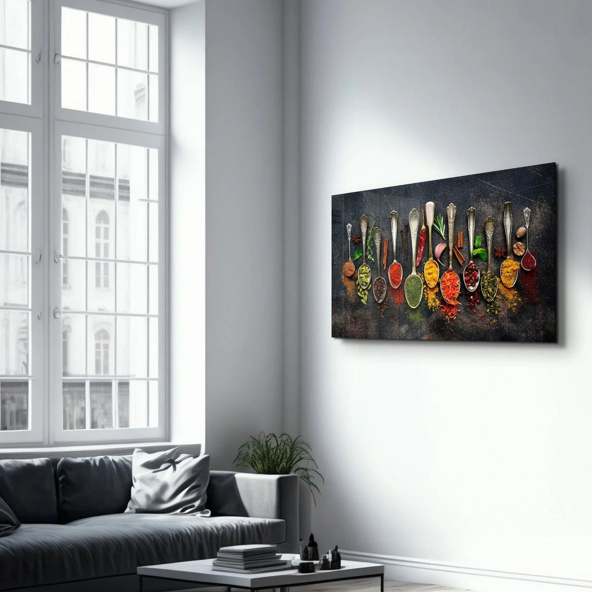 Indian Spices Glass Wall Art in a Horizontal Rectangular Design