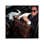 Indigo Leather Briefcase in Full Grain Water Buffalo Leather