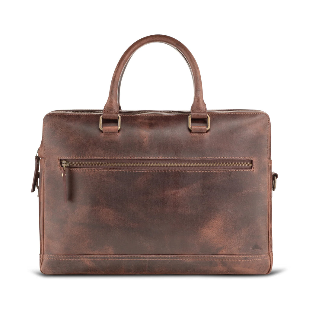 Indigo Leather Briefcase in Full Grain Water Buffalo Leather