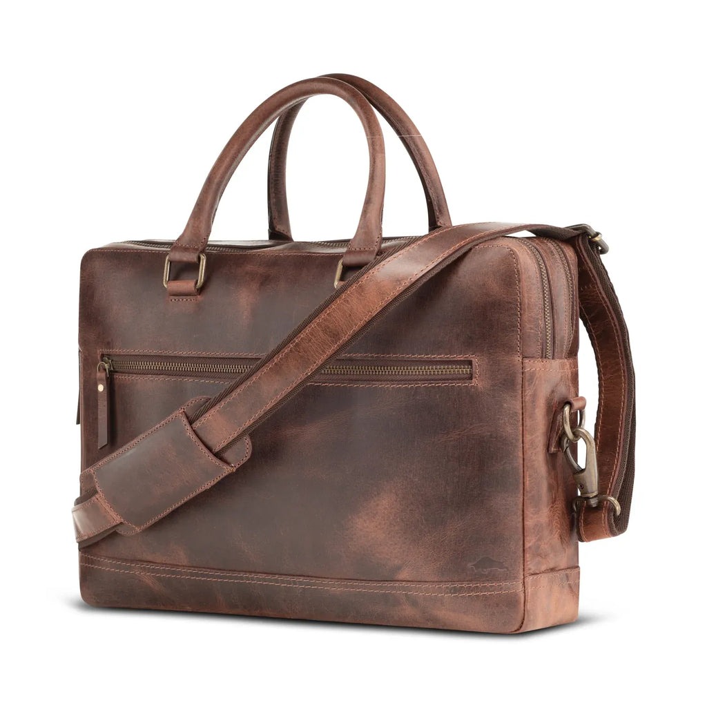 Indigo Leather Briefcase in Full Grain Water Buffalo Leather