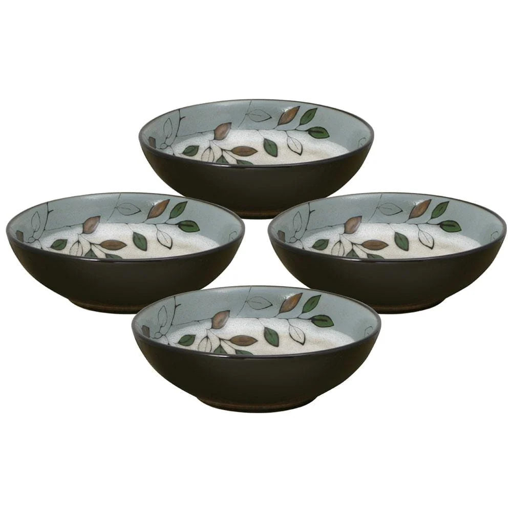 Individual Pasta Bowls in Rustic Leaves Stoneware, Set of 4