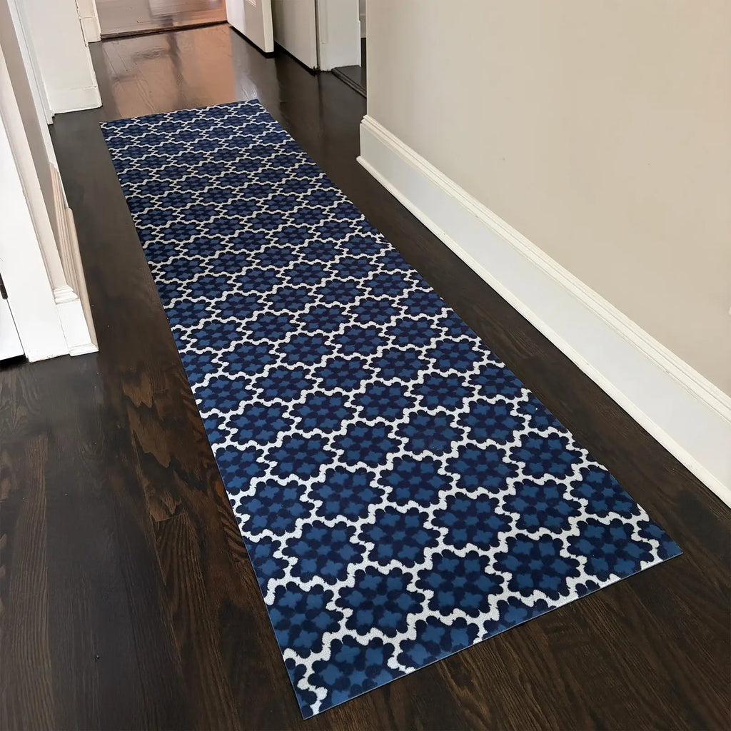 Indoor Runner Mat in Minuet Midnight with an Ultra-Thin Borderless Profile for Entryways and Halls