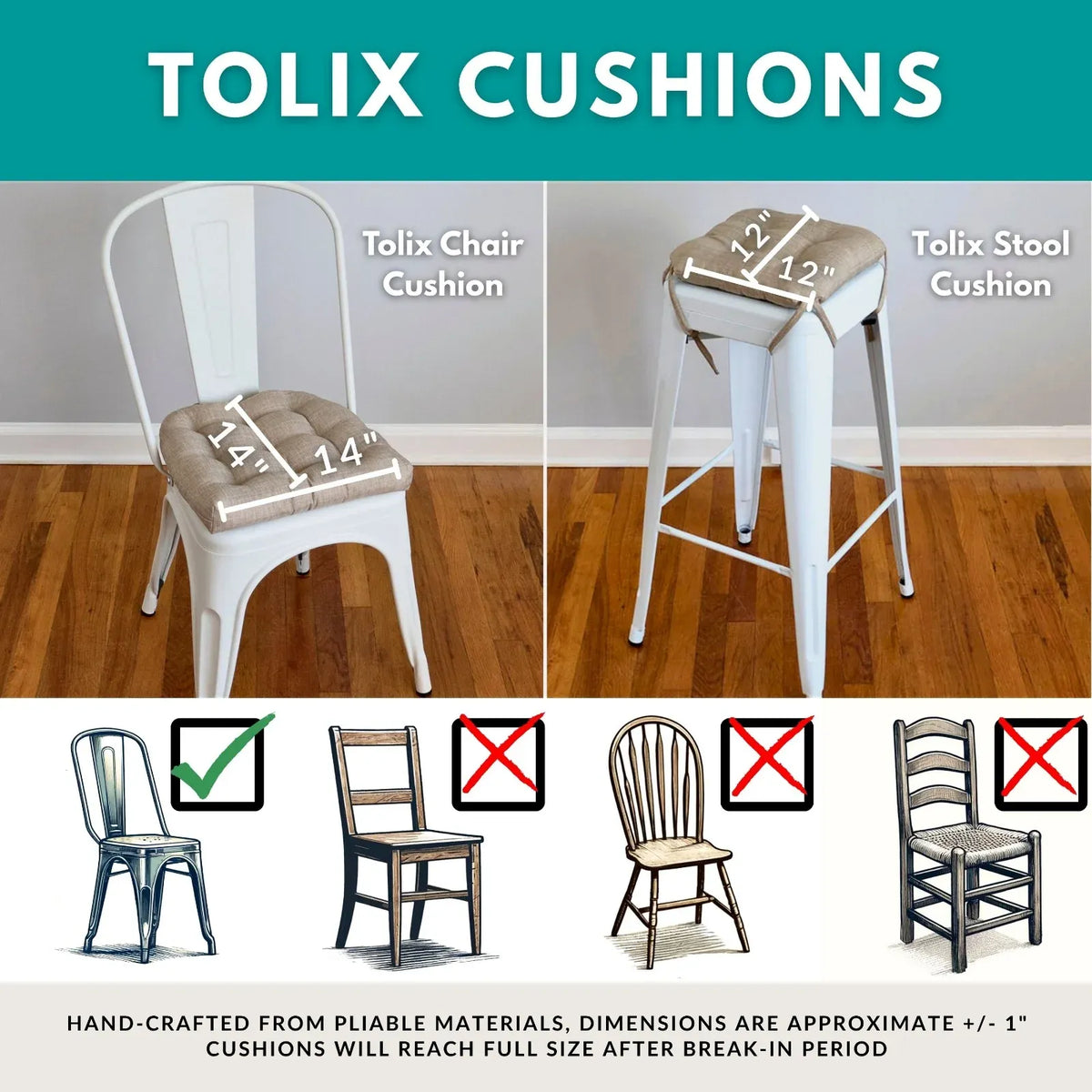 Industrial Chair Cushion in Black Ticking Stripe Cotton
