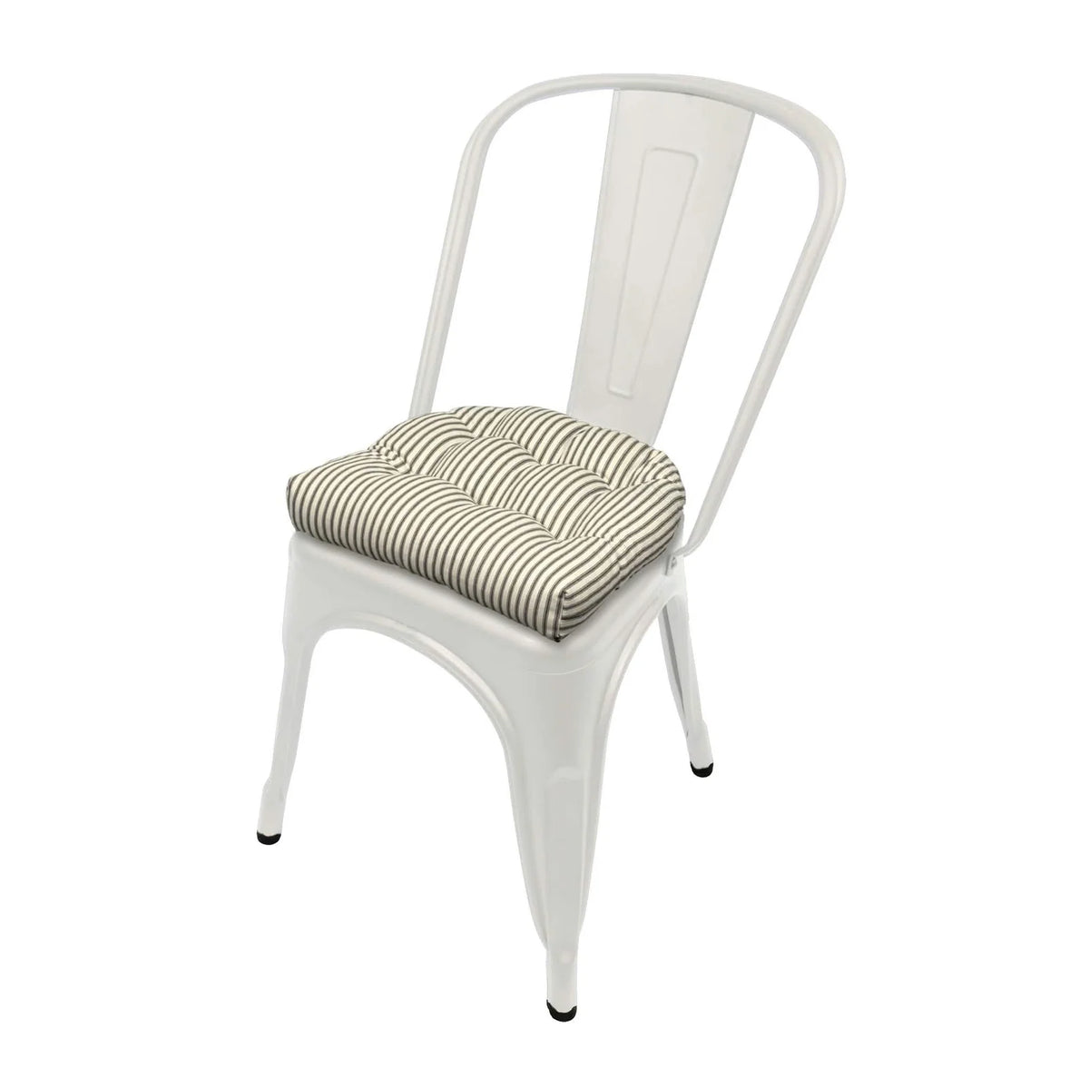 Industrial Chair Cushion in Black Ticking Stripe Cotton