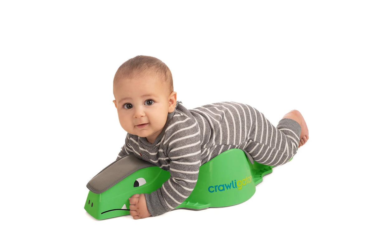 Infant Tummy Time Activity Toy with Ball Caster Wheels for Movement on Smooth and Level Hard Floors — Green
