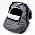 Infant Winter Car Seat Cover with Soft Grey Outer Fabric and Adjustable Canopy Airflow · Infant Car Seat Cover