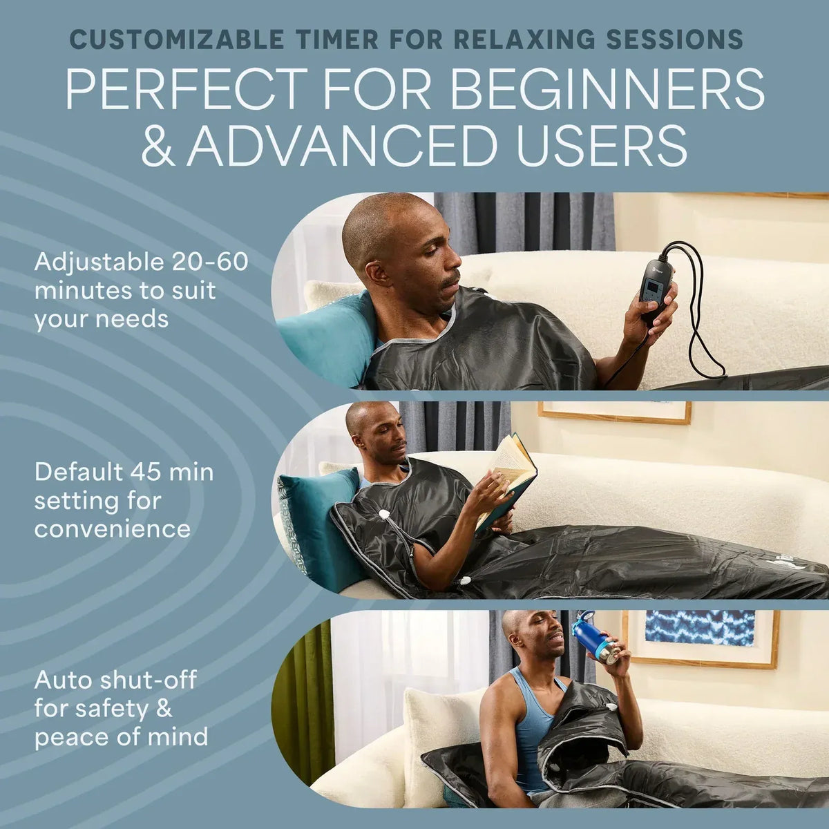 Infrared Sauna Blanket with Adjustable Heat and Timer Settings in Black, Grey, Blue, Pink, or Purple