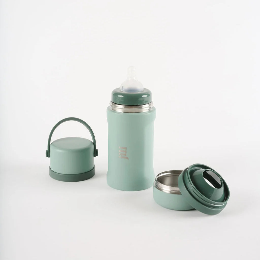 Insulated Baby Bottle with 8 oz Capacity and Three Silicone Flow Nipples for Travel Feeding