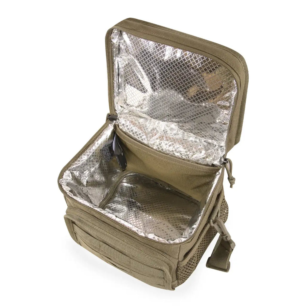 Insulated Lunch Box with Front Zipper Pocket, Side Mesh Pockets and Removable Shoulder Strap