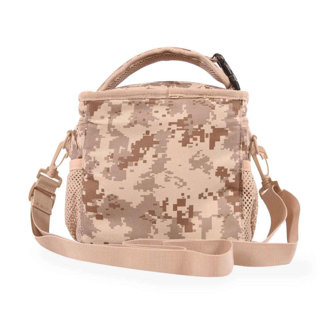 Insulated Lunch Box with Front Zipper Pocket, Side Mesh Pockets and Removable Shoulder Strap
