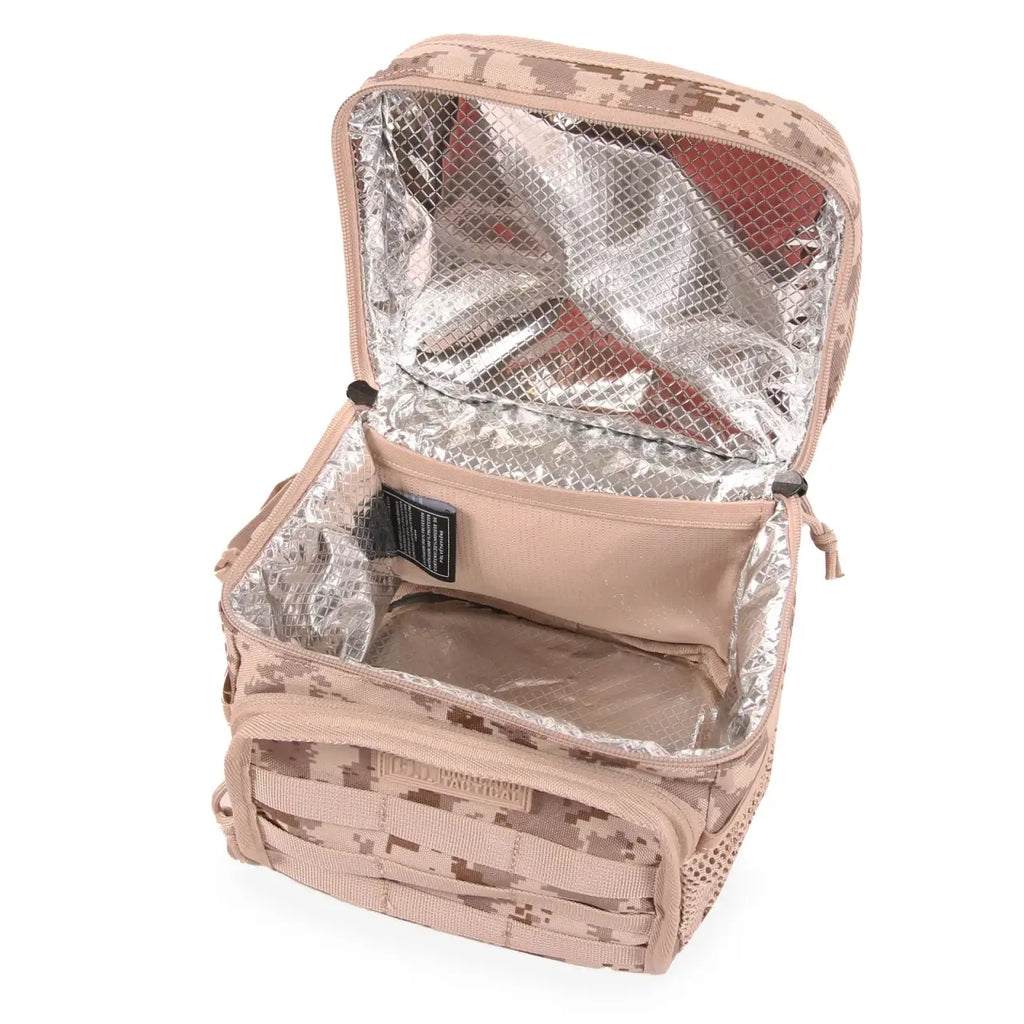 Insulated Lunch Box with Front Zipper Pocket, Side Mesh Pockets and Removable Shoulder Strap