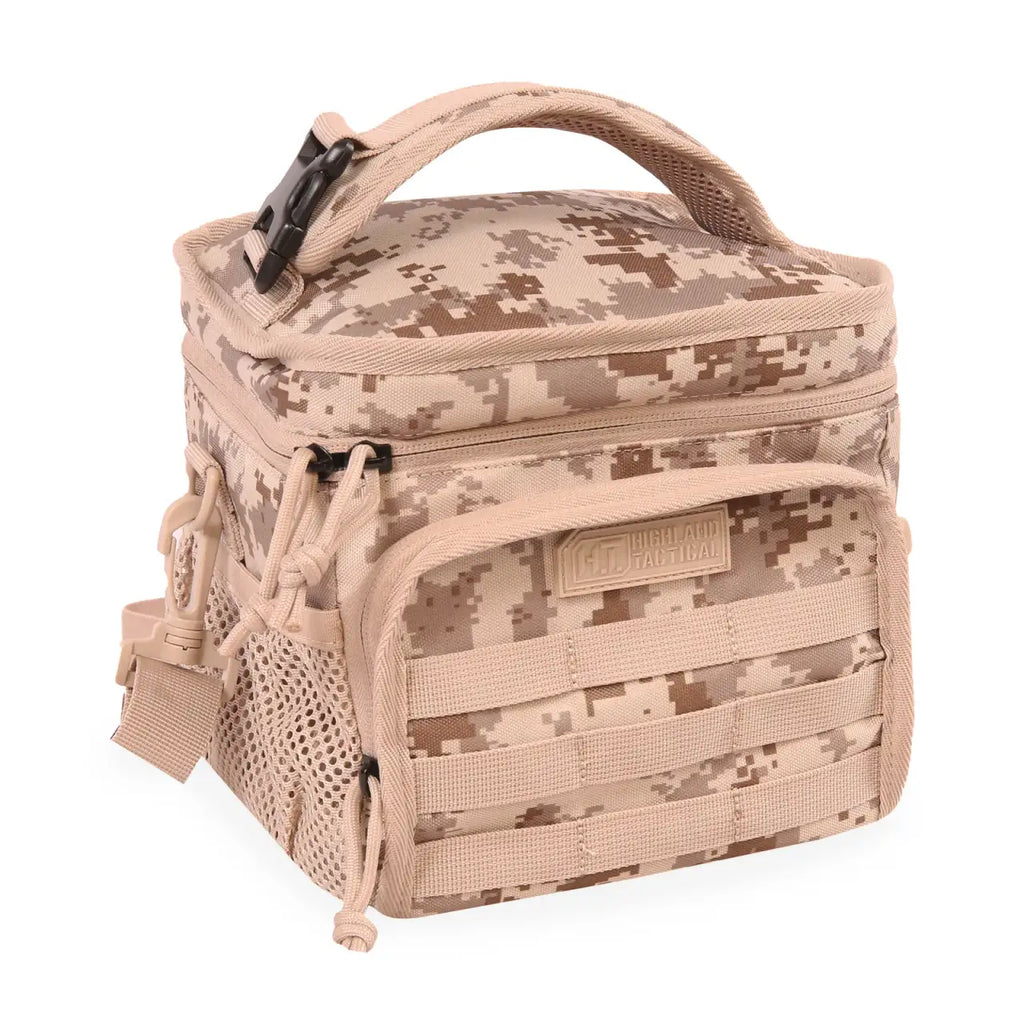 Insulated Lunch Box with Front Zipper Pocket, Side Mesh Pockets and Removable Shoulder Strap
