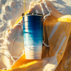 Insulated Stackable Tumbler with Screw-On Lid, 26 oz Ombre Design for Hot and Cold Everyday Drinks