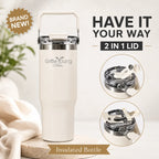 Insulated Stainless Steel Water Bottle, 32 oz Capacity, White
