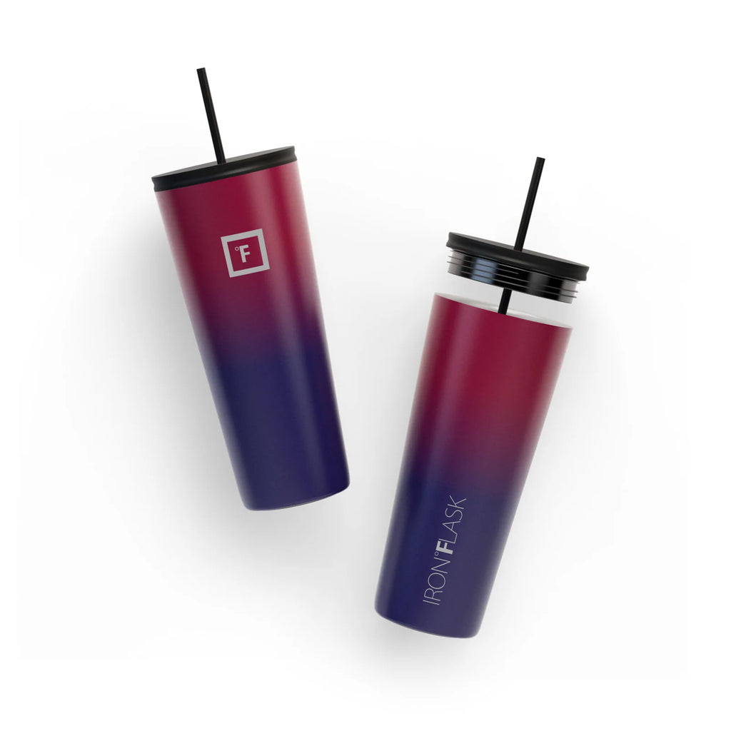 Insulated Tumbler Cup with Leak-Proof Flip Lid, Straw Lid and Two Straw in 24 oz or 32 oz Sizes