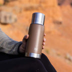 Insulated Water Bottle, 19 oz. Double-Wall Stainless Steel Design with a Lid That Doubles as a Cup
